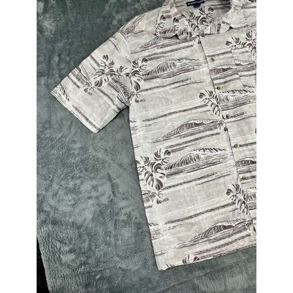 Men’s West Marine XL Gray Hawaiian Palm-Print Short-Sleeve Shirt – Excellent - Picture 5 of 10